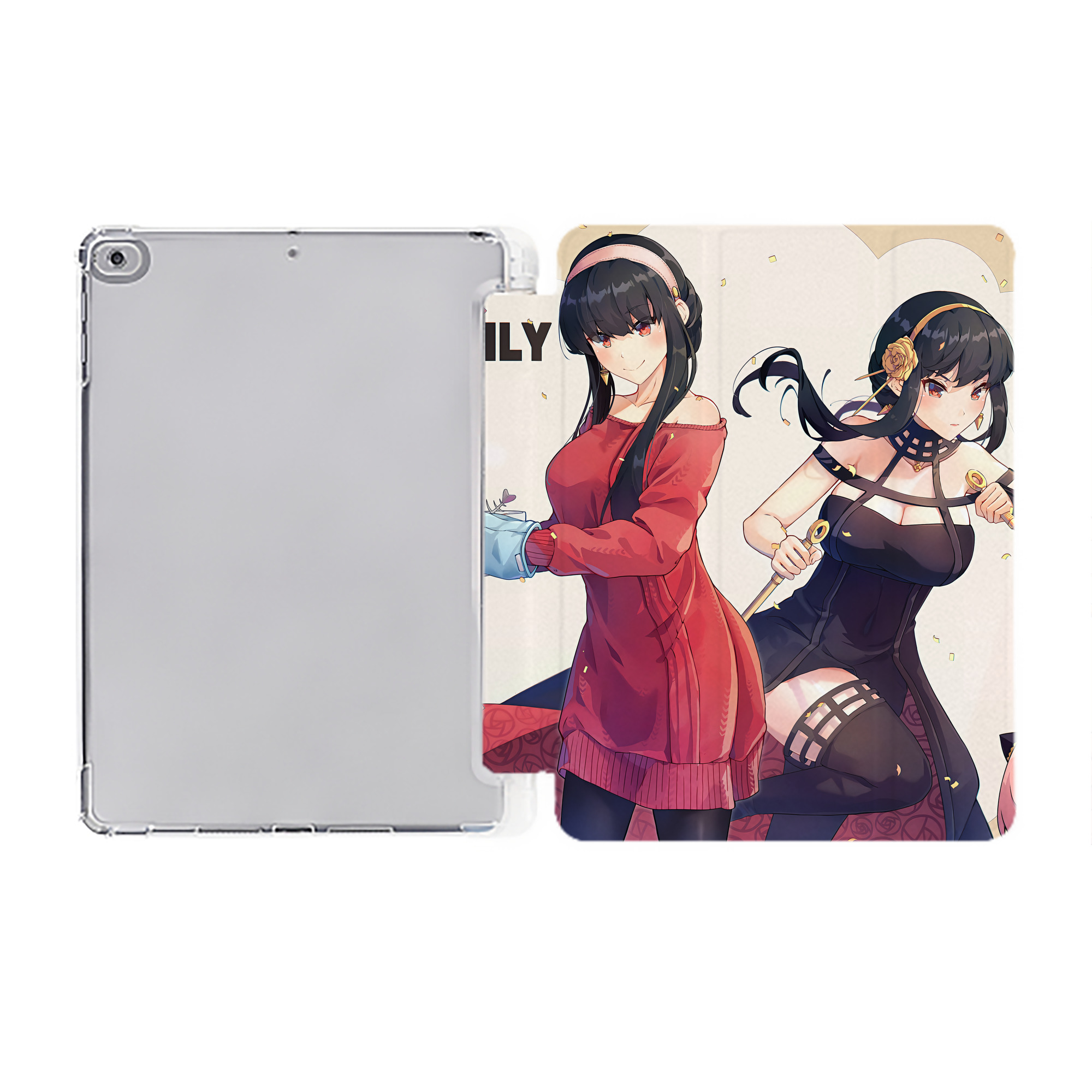 （画像用） SPY×FAMILY间谍家家酒 IPad ケース ペン収納付き 三つ折りスタンド PUレザー×シリコン 対応機種9.5/10.5/10.9インチ